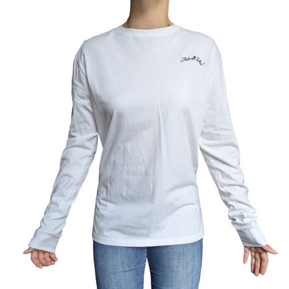 H&M Buggs Bunny White Long Sleeve Shirt with Characters on Sleeves  Women Size M - Picture 2 of 11